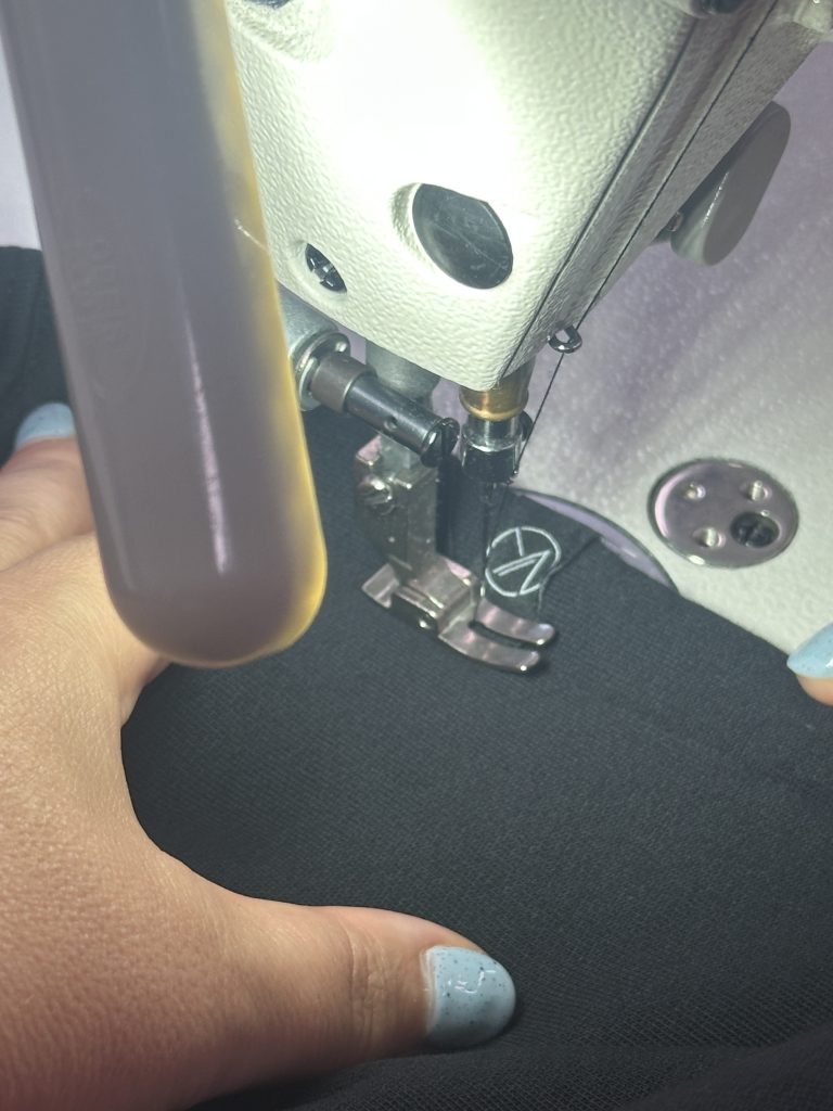 Sewing machine at Konna Clothing’s manufacturing partner.